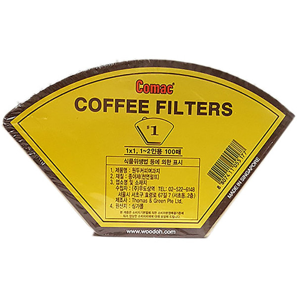 [COMAC]커피여과지 1인에서 2인용 100매 종이커피필터 일회용